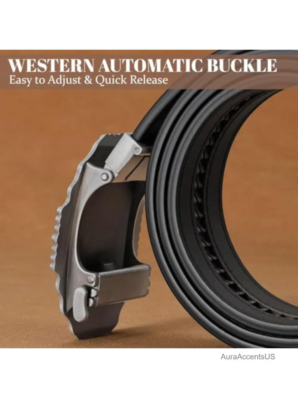 Western Cowboy Ratchet Belt for Men Women Leather Embossed 1.5